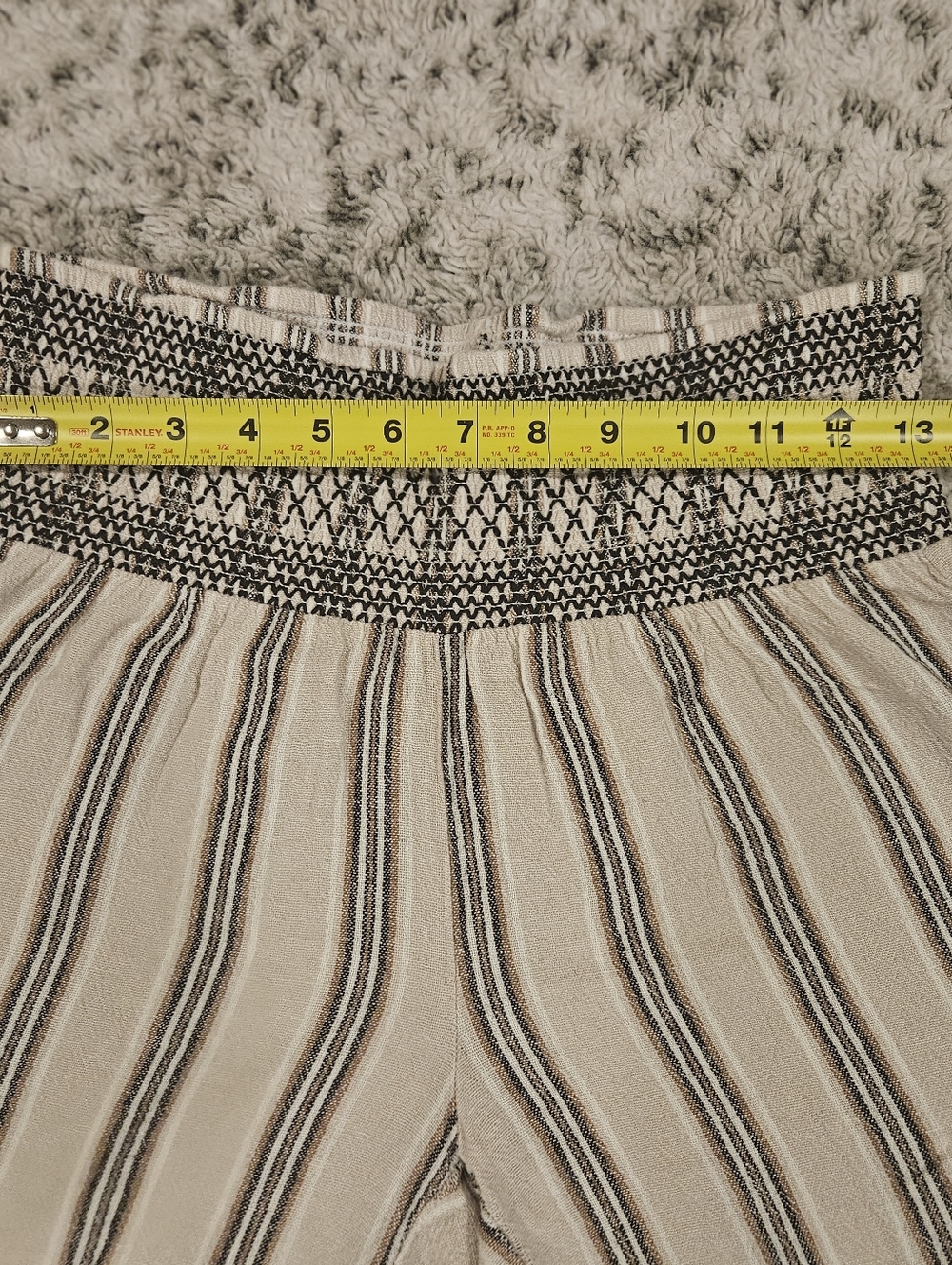 Indigo Rein SZ M Linen Blend Wide Leg Pull On Boho Beachy Pants Shirred Waist - Picture 6 of 11